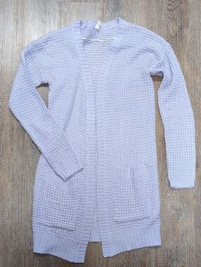 Bluenotes Light Lavender Open-Front Long Cardigan